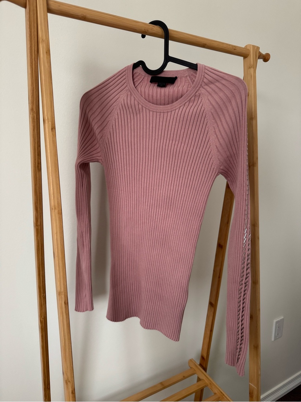 Alexander Wang Ribbed Long-Sleeve Sweater - Dusty Rose, Size L